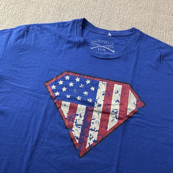 Grunt Style Shirt Adult Extra Large Blue Short Sleeve USA Patriot Casual Men's - Picture 8 of 14